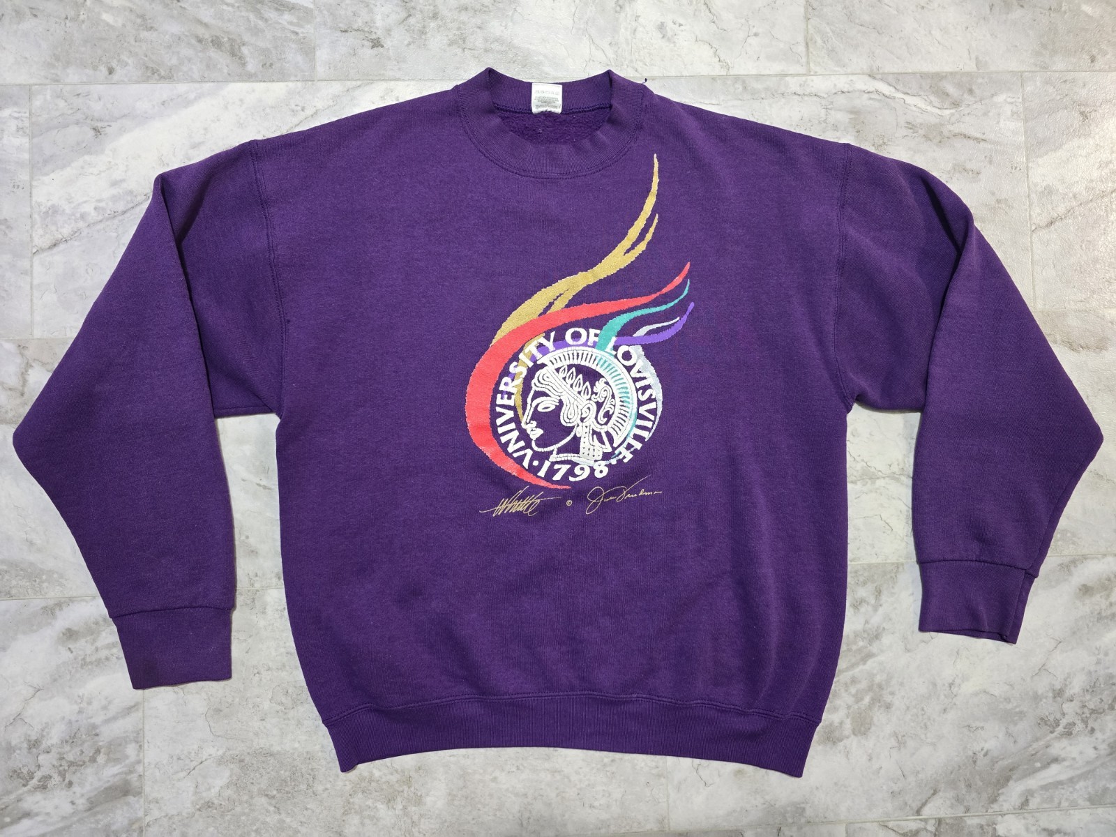 Vintage 1998 University Of Louisville 200th Anniversary Sweatshirt Sz XL Purple