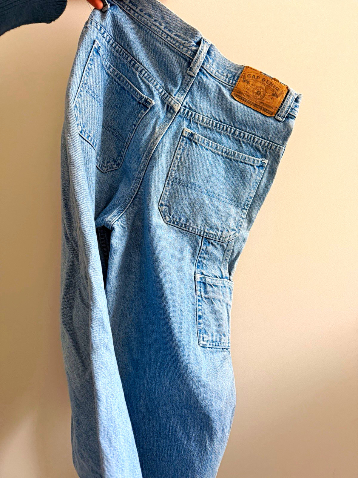 Vintage Gap Kid’s Light Wash Blue Denim Cargo Pocket Straight Jeans 100% Cotton