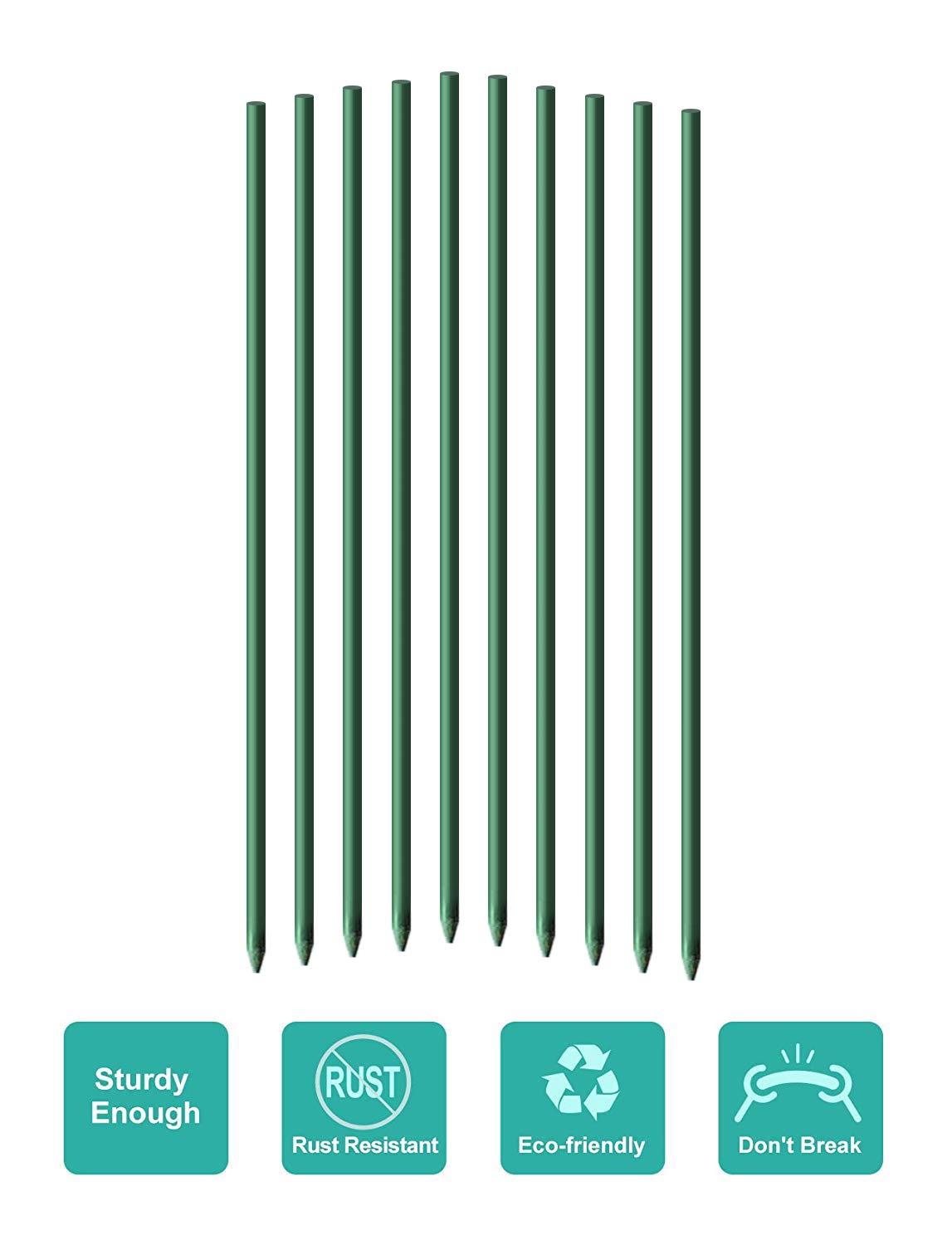 10/20/50/100PCS Garden Stake Sturdy Plant Support for Tomatoes, Pole bean Green