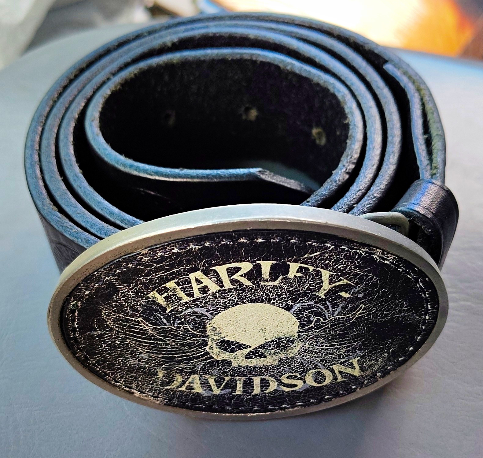 Harley-Davidson vintage Men’s Black Skull Logo Buckle Belt 1.5\ Harley-Davidson vintage Men’s Black Skull Logo Buckle Belt 1.5\