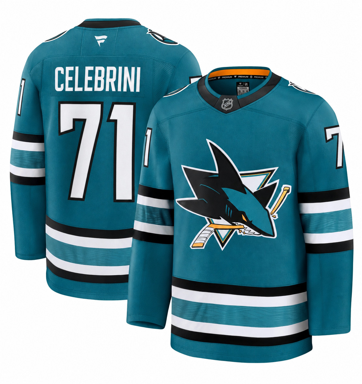 MACKLIN CELEBRINI San Jose Sharks Premium NHL New Teal SEWN Multiple Sizes