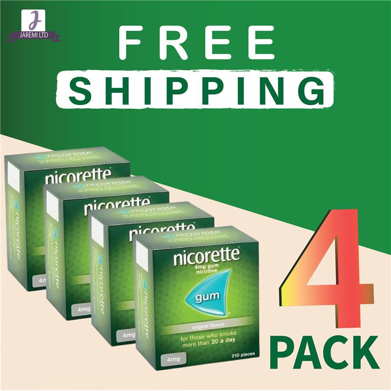 Nicorette ORIGINAL Flavour Gum 4 MG 210 Pieces-PACK OF 4