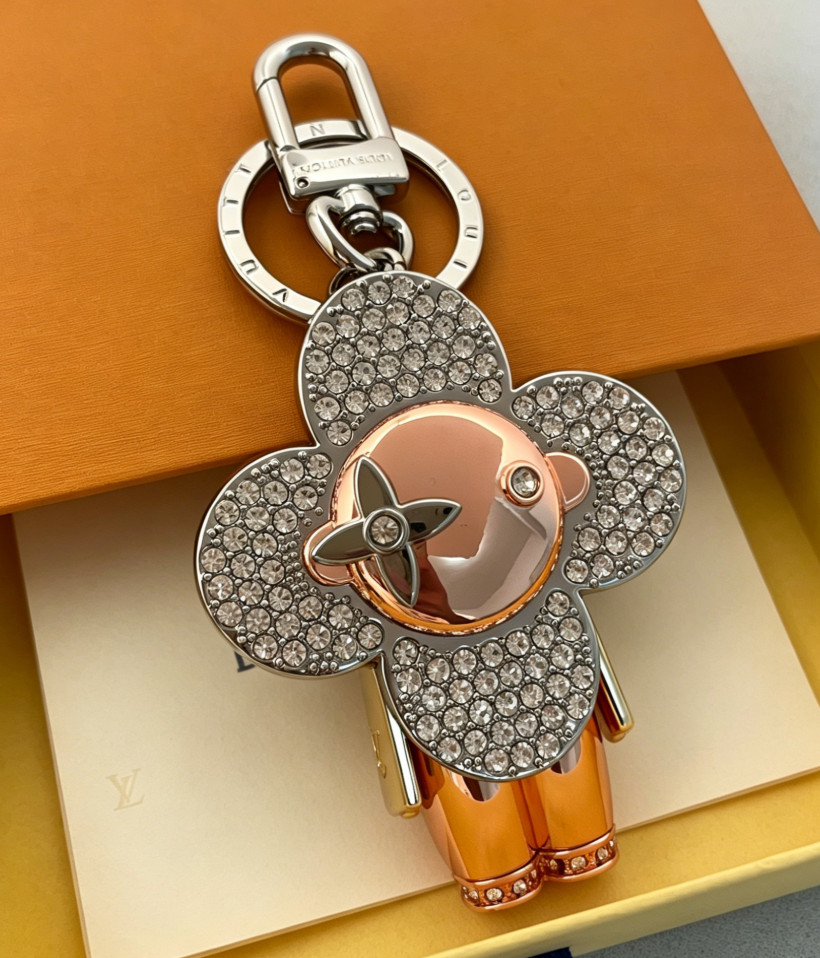 Cute Flower Doll Keychain Bag Charm Tone with Sparkling Crystals Cute Flower Doll Keychain Bag Charm Tone with Sparkling Crystals