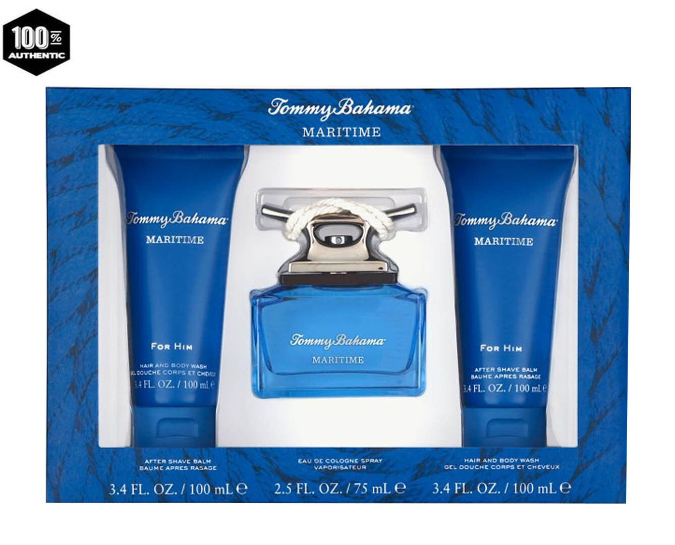 Tommy Bahama Maritime 3 PC Set-2.5 oz EDC Sp+3.4oz A/S/Balm+Hair Body Wash