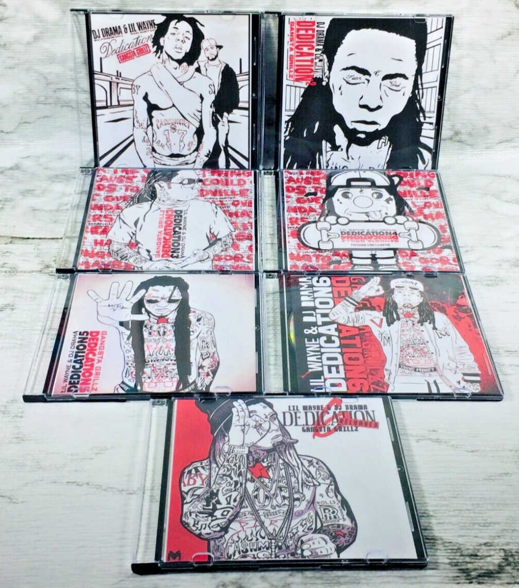 LIL WAYNE - DEDICATION (1-6) 1 2 3 4 5 6 RELOADED PROMO MIXTAPE MIX CD LOT OF 7