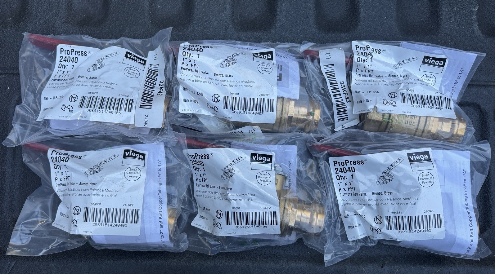 Viega 24040 ProPress 1” Press x 1” FPT Bronze Ball Valve Lot of 6 New Viega 24040 ProPress 1” Press x 1” FPT Bronze Ball Valve Lot of 6 New