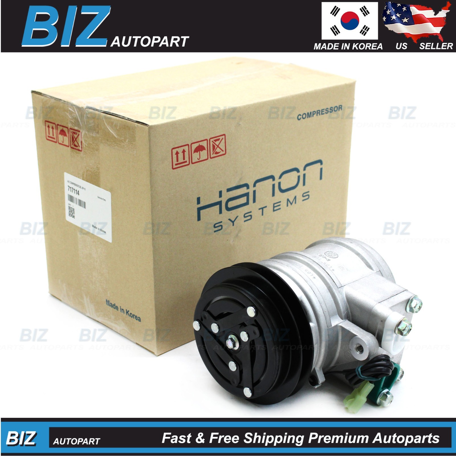 OEM HANON A/C Compressor SP10 for Mahindra Tractor 4510 / 5010 # 717114