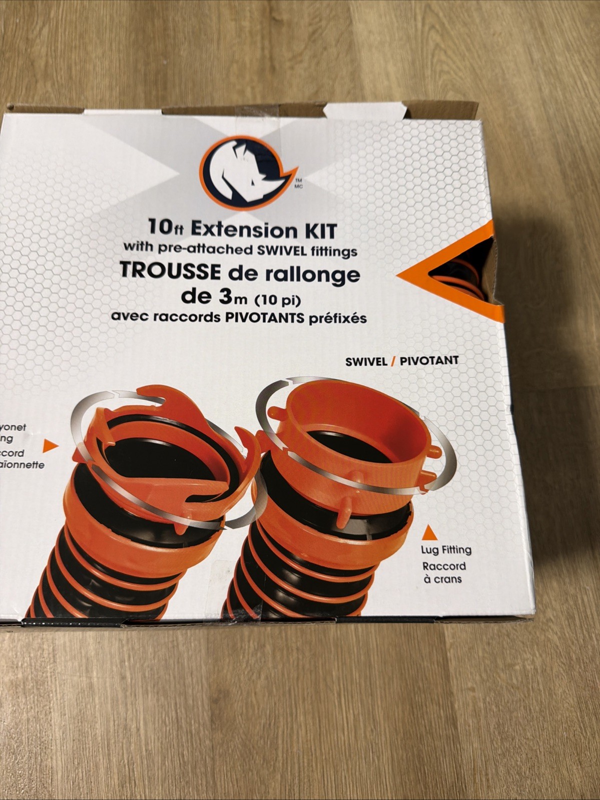 Camco RhinoEXTREME 10 Ft RV Sewer Hose Kit TPE Heavy Duty Black Orange 39866