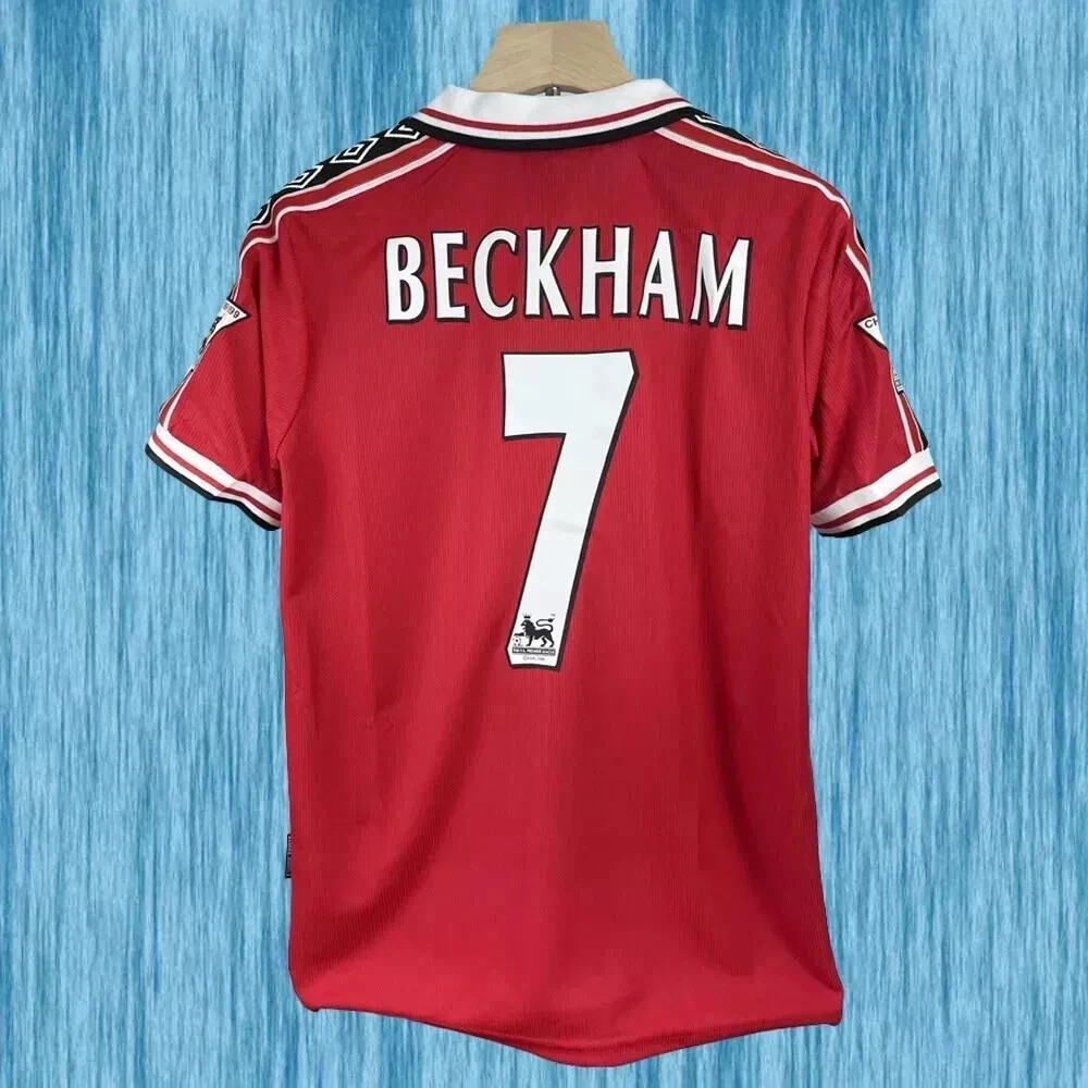 Beckham #7 Manchester United 1998-1999 Home Jersey, Short Sleeve