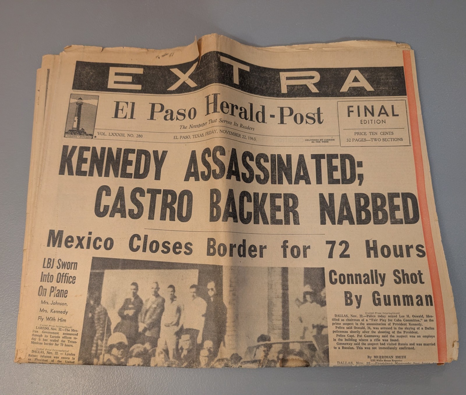 Kennedy Assassination El Paso Herald Newspaper Nov 22 1963 Local 60s Extra Texas