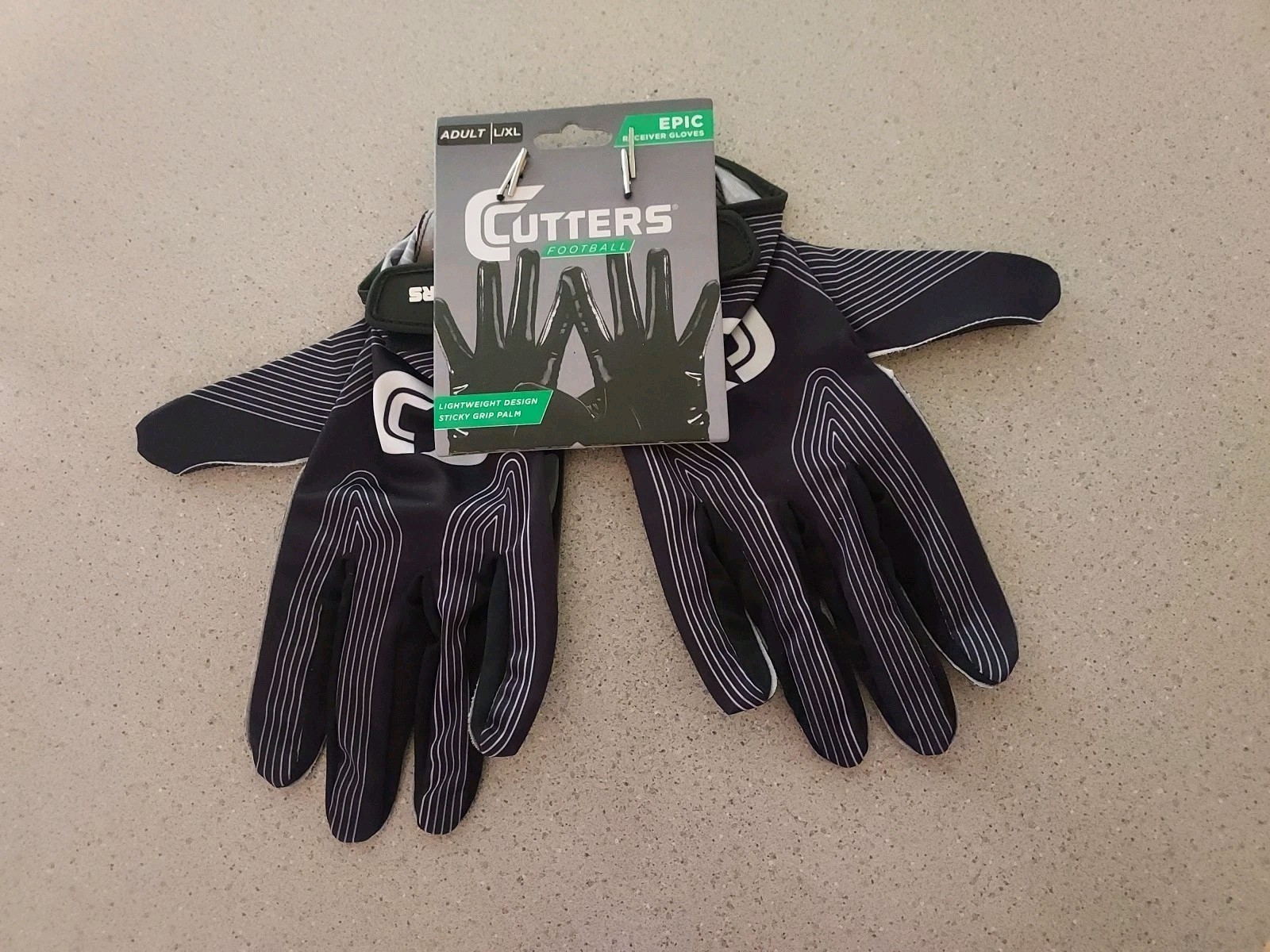 Cutters Football Epic Receiver Gloves Adult  L /XL  - Sticky Grip Palm - NEW