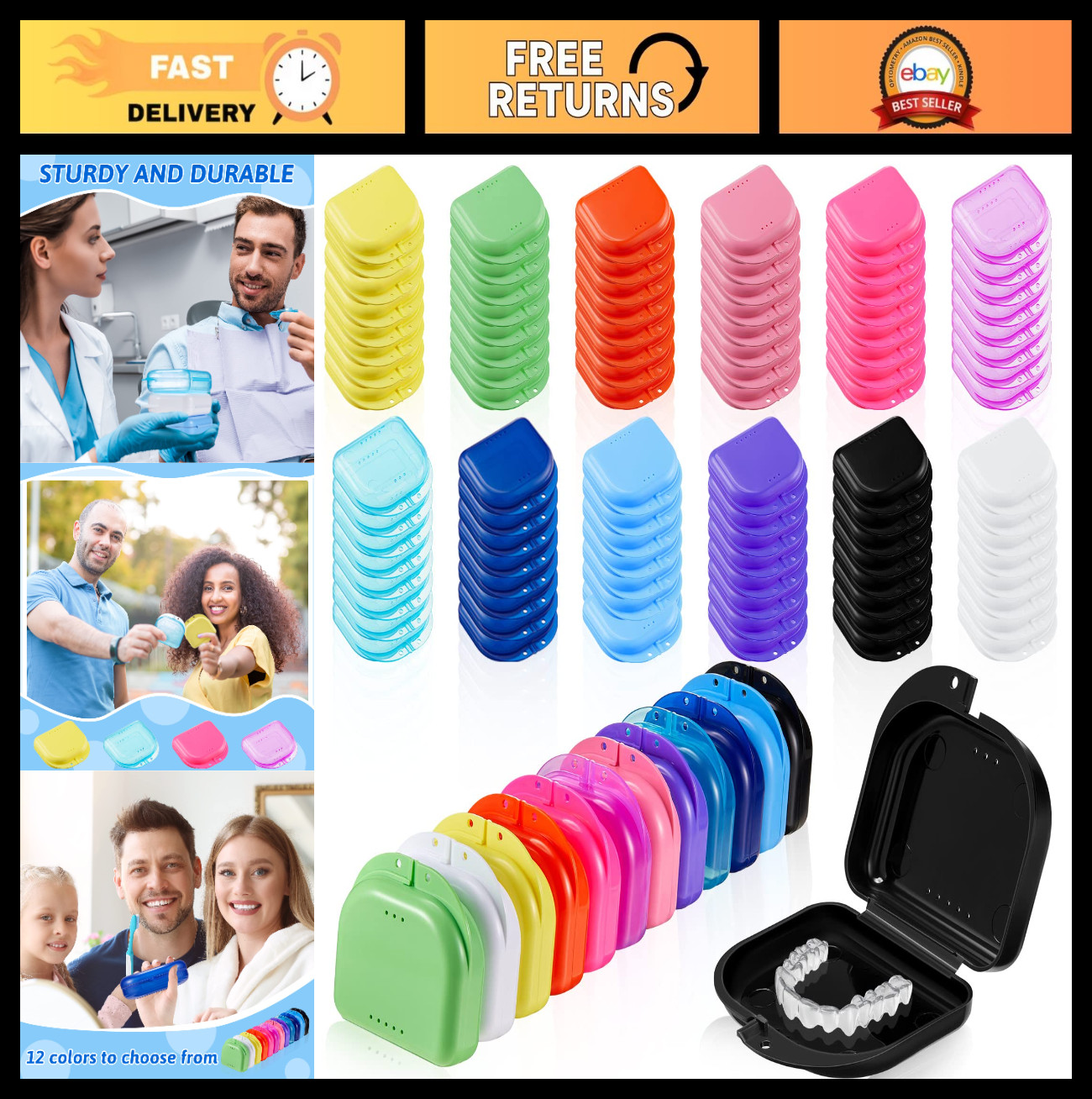 120 Pcs Multicolored Dental Retainer Cases with Holes - Denture & Mouth Guard Co