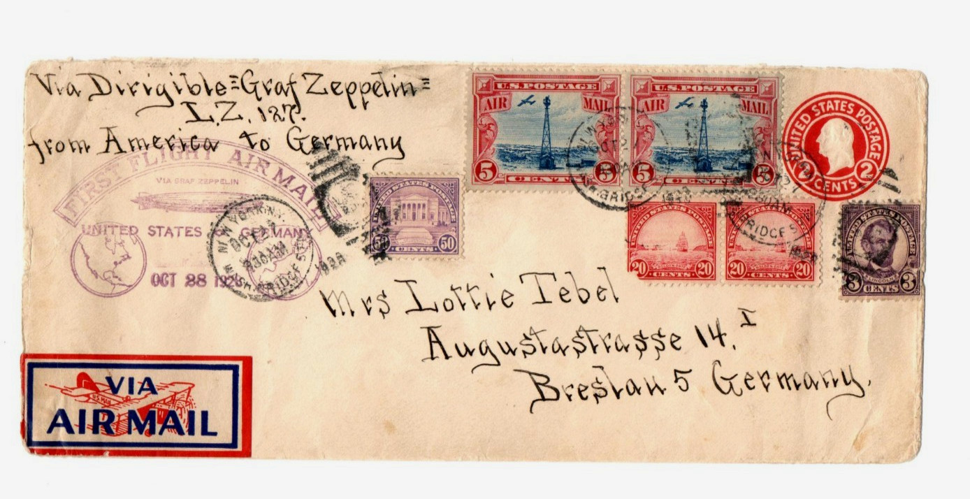 1928 US Graf Zeppelin First Transatlantic Return Flight Cover LZ-127 NY Germany
