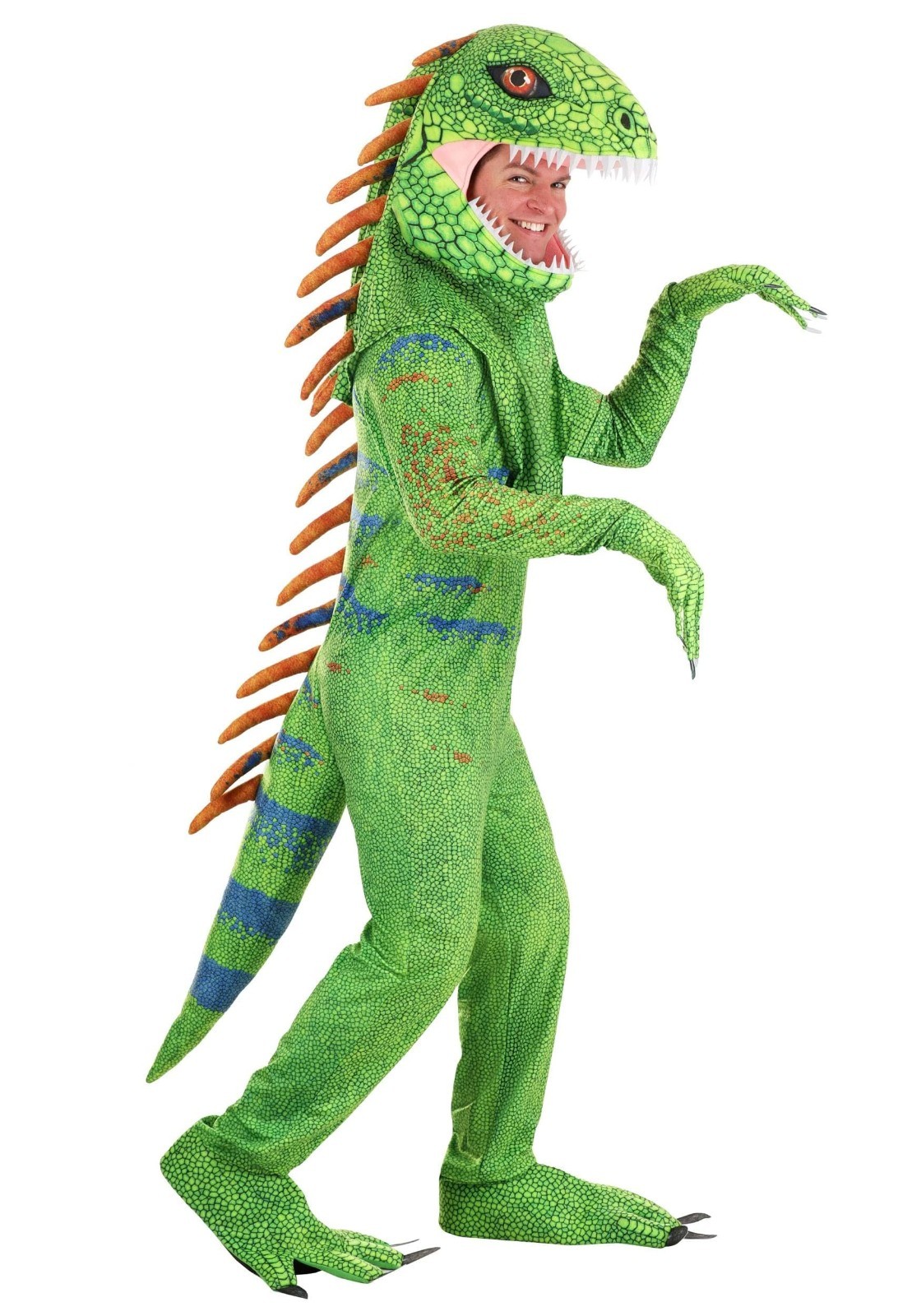 Adult Green Iguana Lizard Costume - Realistic Jumpsuit for Halloween Cosplay, Po
