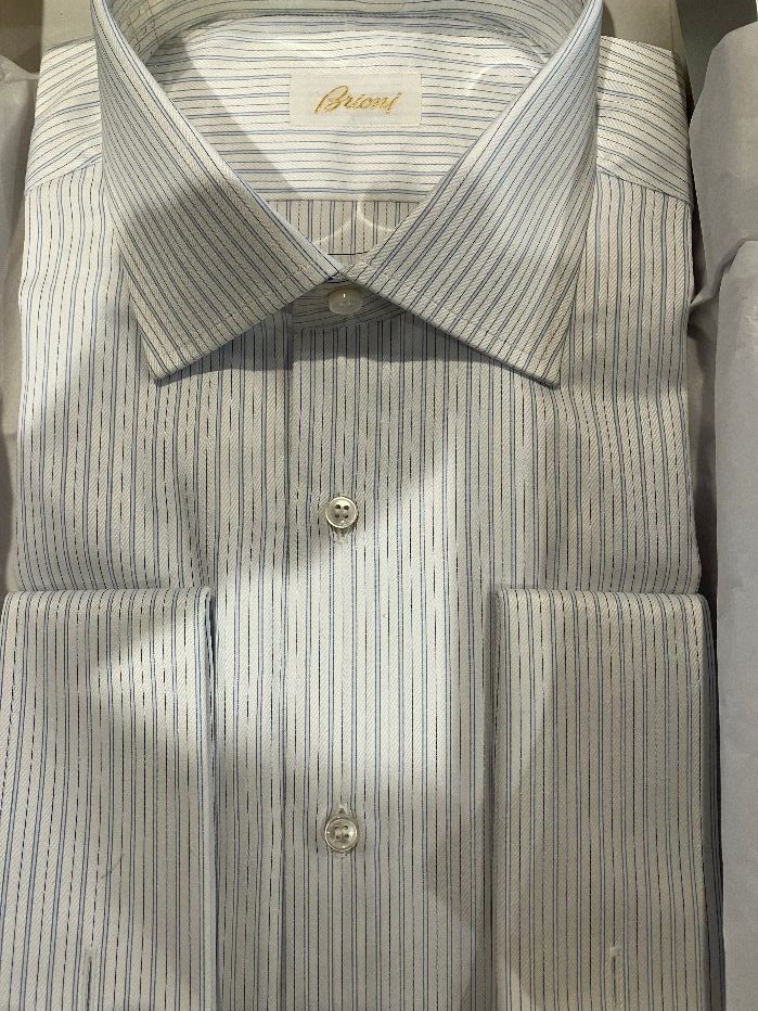 NEW Brioni Cotton Dress Shirt 16 1/2 R White with Muli-Stripe Pattern NEW Brioni Cotton Dress Shirt 16 1/2 R White with Muli-Stripe Pattern