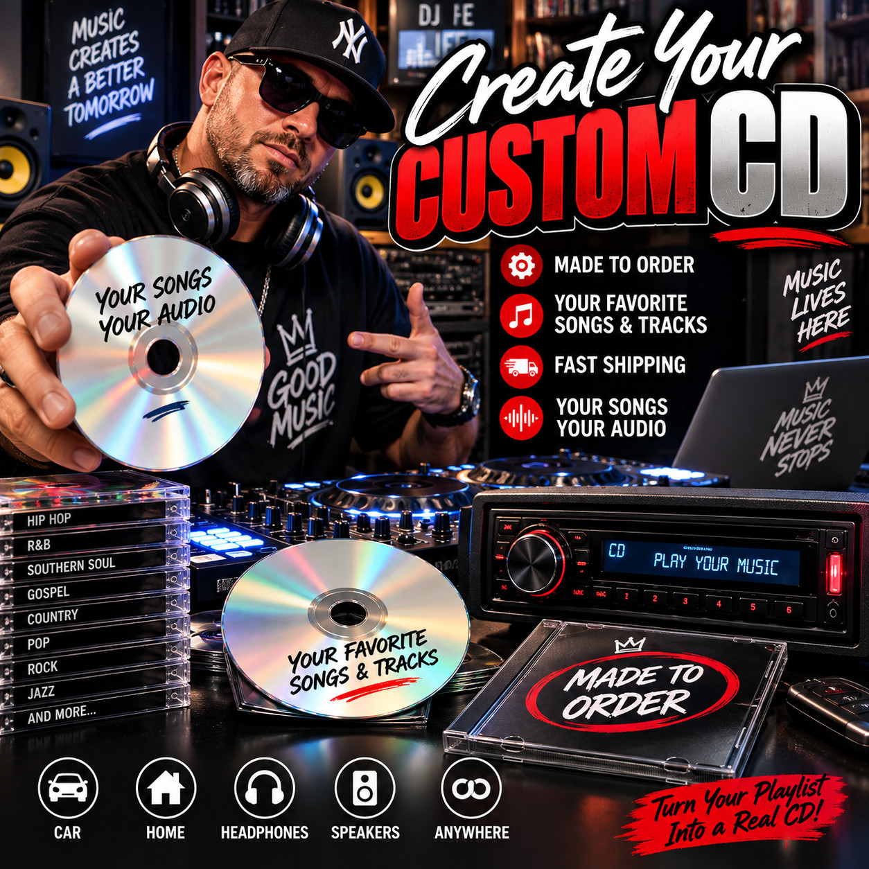 Mix CD, Custom Mix CD, CD Mixtape . Mixtape CD, Personalized Mix CD 80 Minutes.