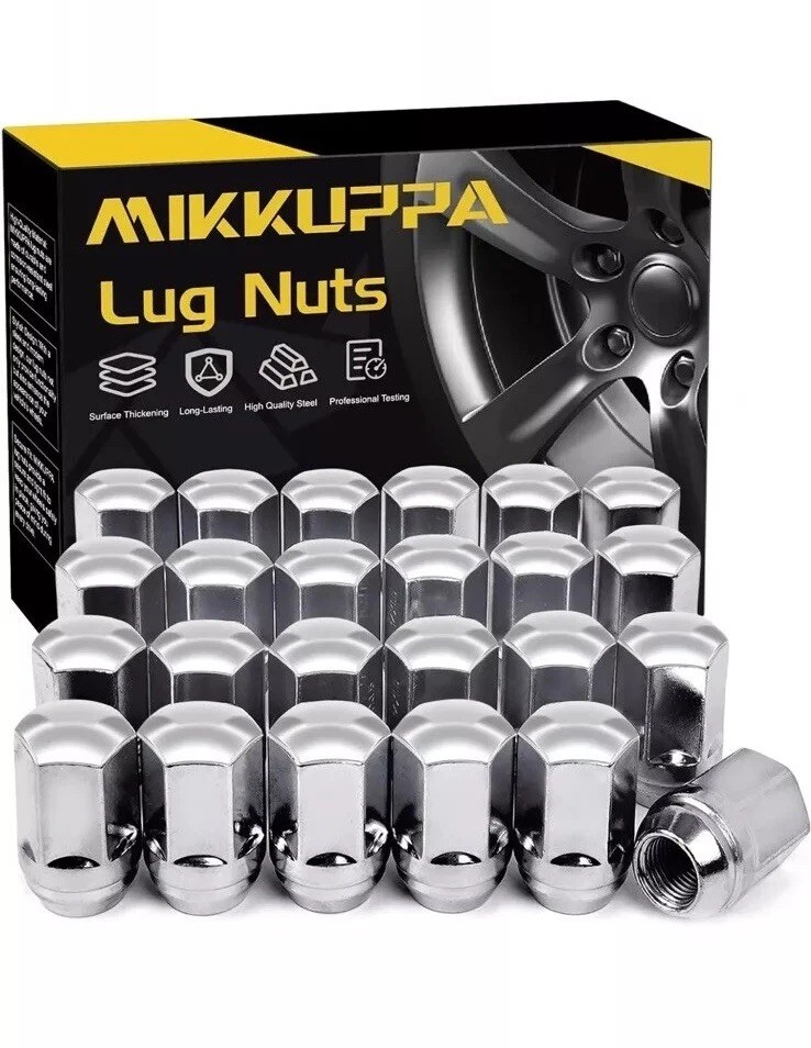 MIKKUPPA M14x1.5 Lug Nuts - One-Piece Chrome OEM Factory Style Large Acorn Seat