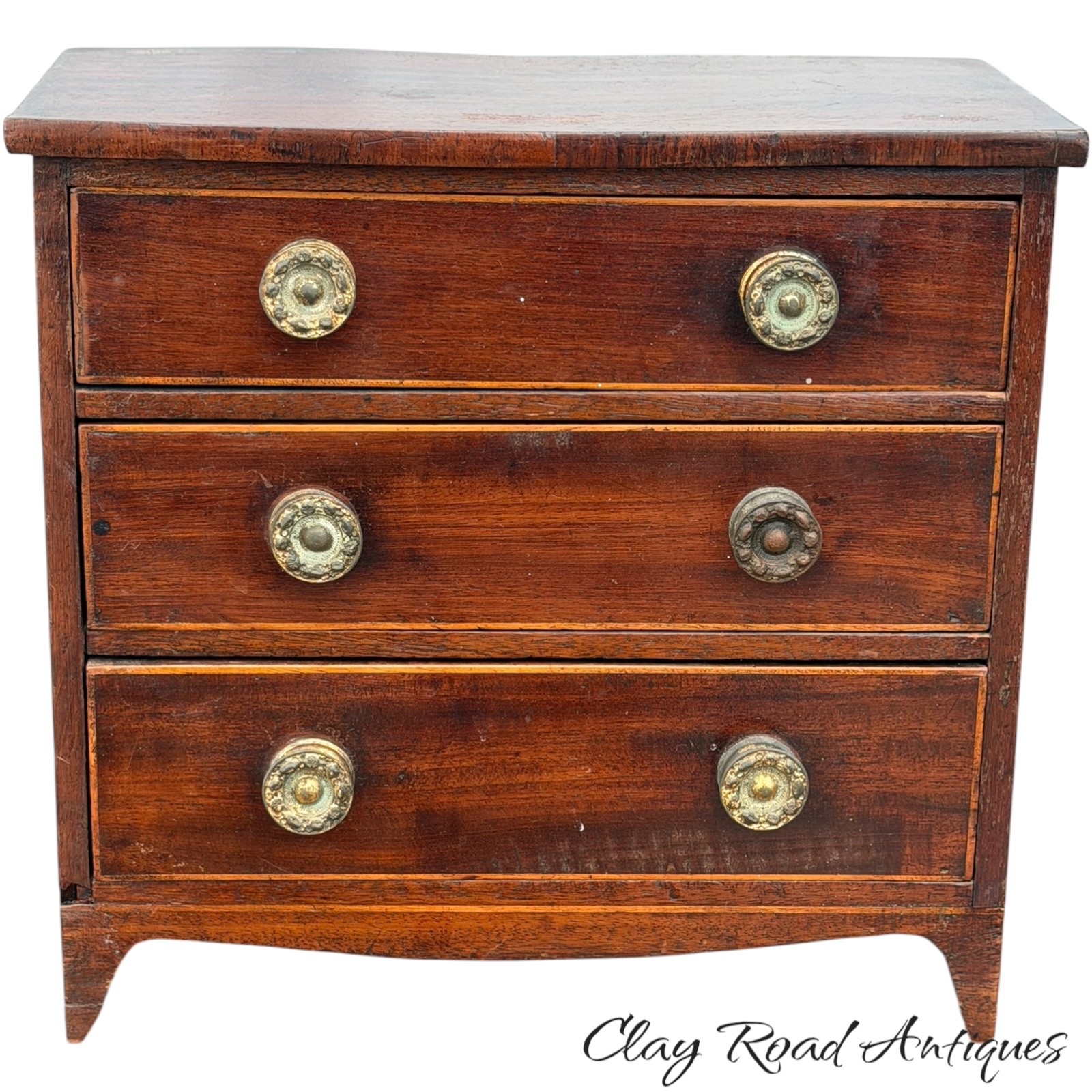 Antique 19th C Miniature line inlaid  Mahogany Chest of Drawers Salesman Sample
