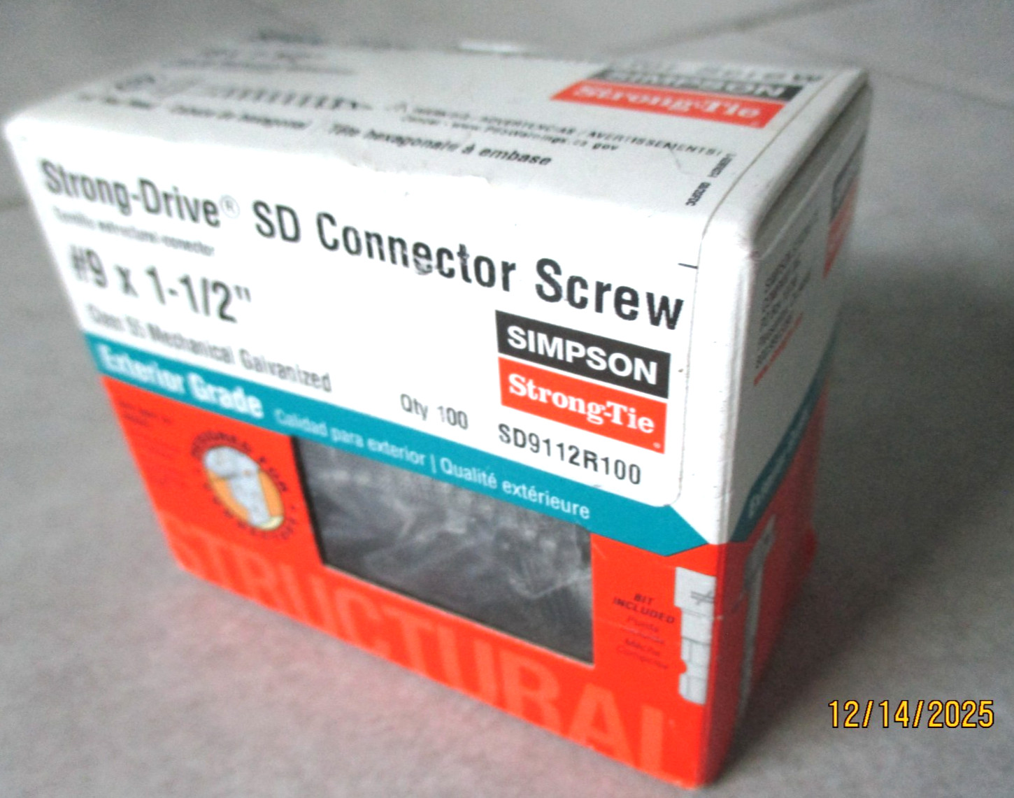 (100x) Strong-Drive SD CONNECTOR Screw #9 x 1-1/2\