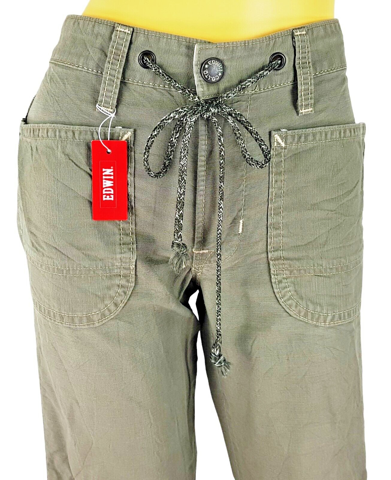 MISS EDWIN Womans LINEN Green SUMMER TROUSERS Roll Up Japan - W28\