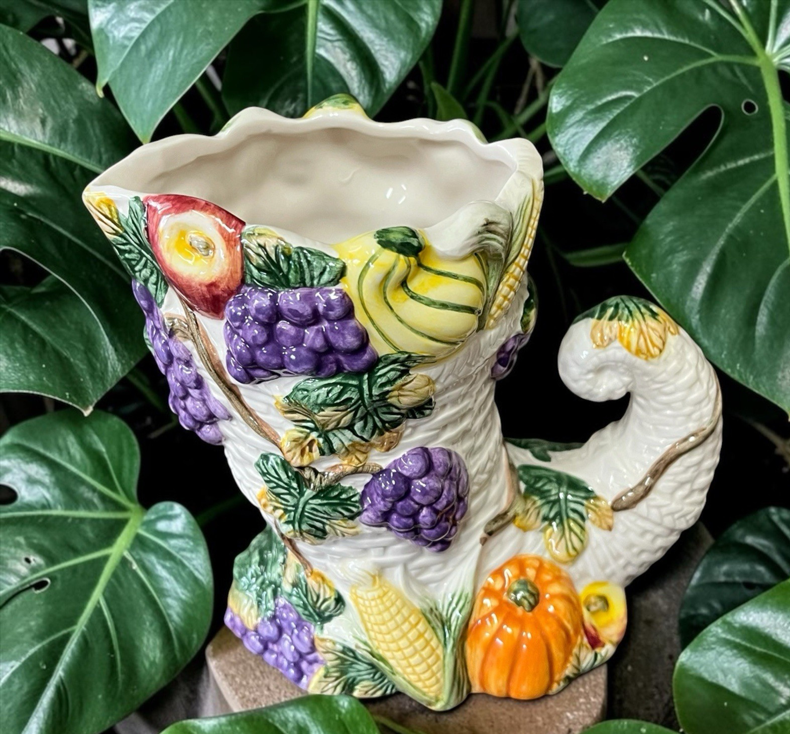 Fitz & Floyd Omnibus Harvest Beauty Cornucopia Vase Pumpkins Fruit Vegetables Fitz & Floyd Omnibus Harvest Beauty Cornucopia Vase Pumpkins Fruit Vegetables