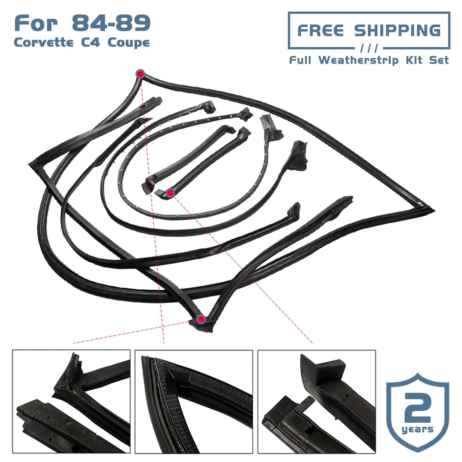 Full Weatherstrip Kit Weather Strip Seal For Chevy Corvette C4 1984-1989 V8 5.7L