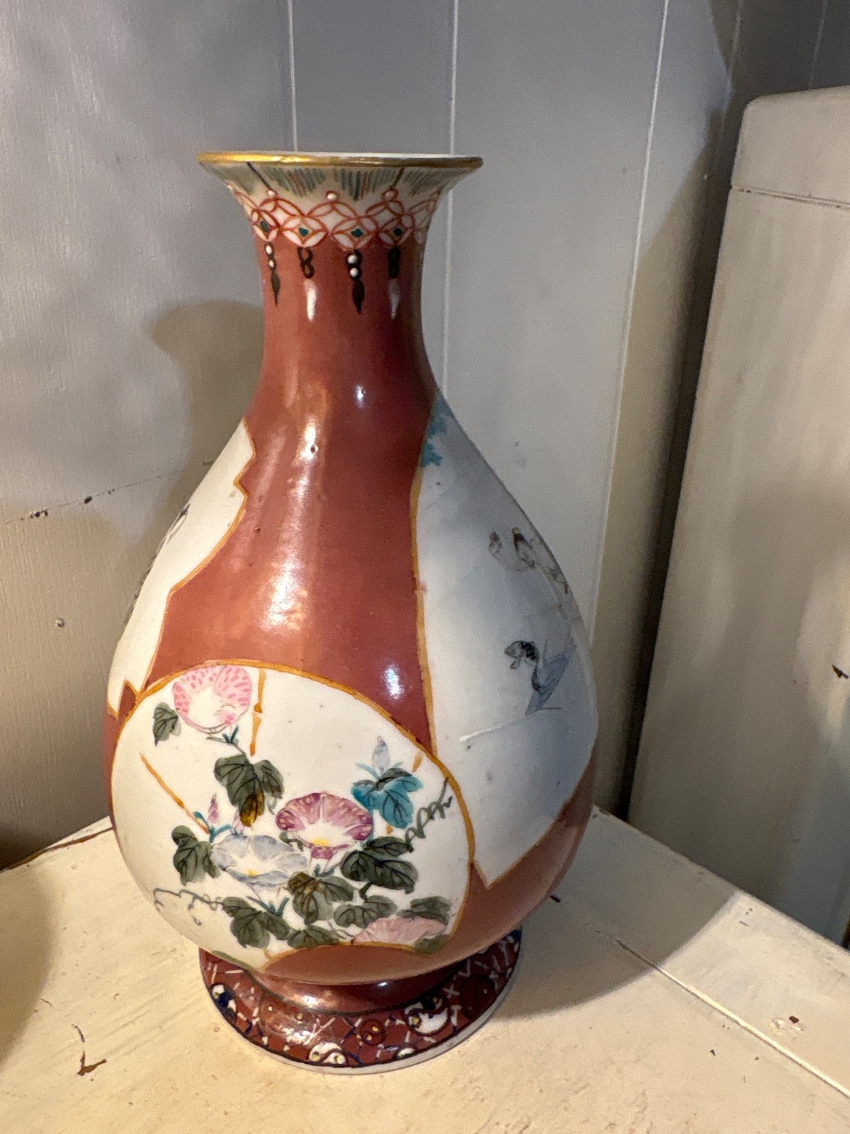 Antique Oriental Asian 19th Century Vase Hand Painted Porcelain