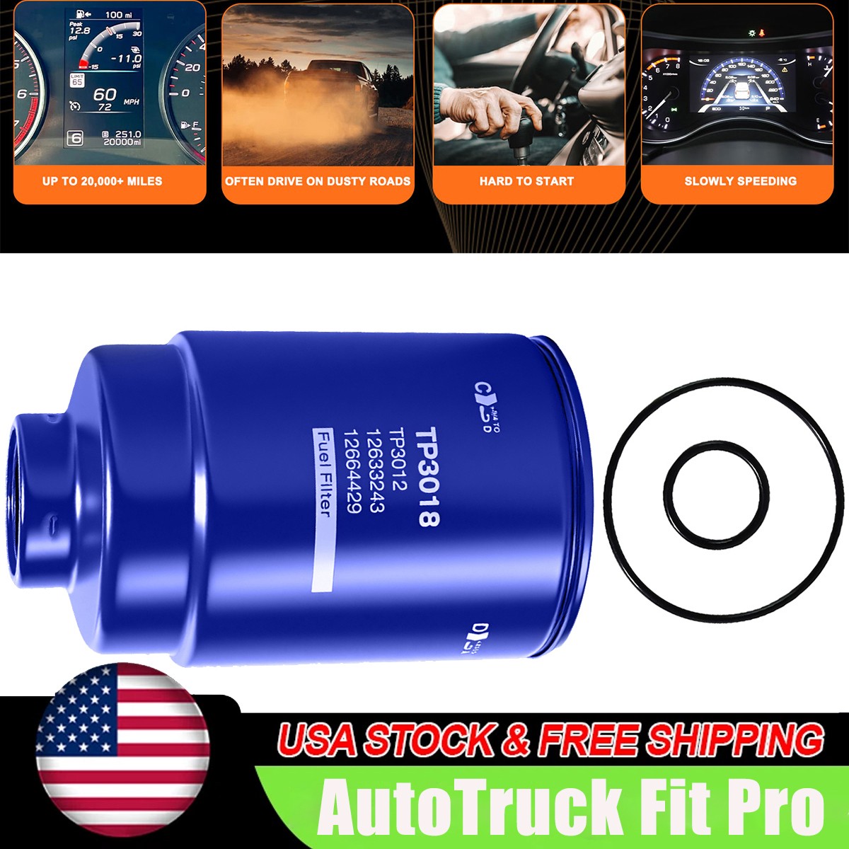TP3018 Fuel Filter For Duramax 6.6L Chevy Silverado/GMC Sierra 2500HD 3500HD