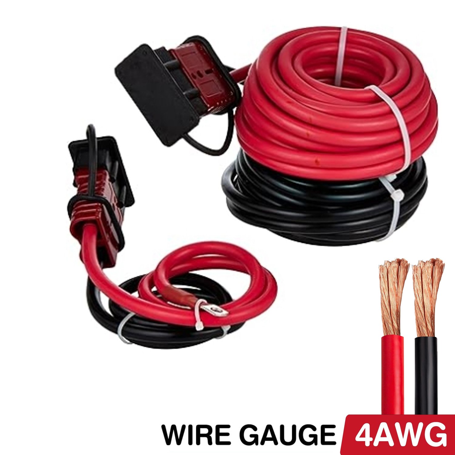 24FT Quick Disconnect Winch Power Cable 2 AWG - 8 AWG Copper Wiring Heavy Duty
