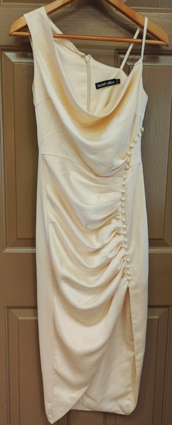 Lavish Alice Womens Ivory Satin Dress Off Shoulder Womens Sz 4 WOW Lavish Alice Womens Ivory Satin Dress Off Shoulder Womens Sz 4 WOW