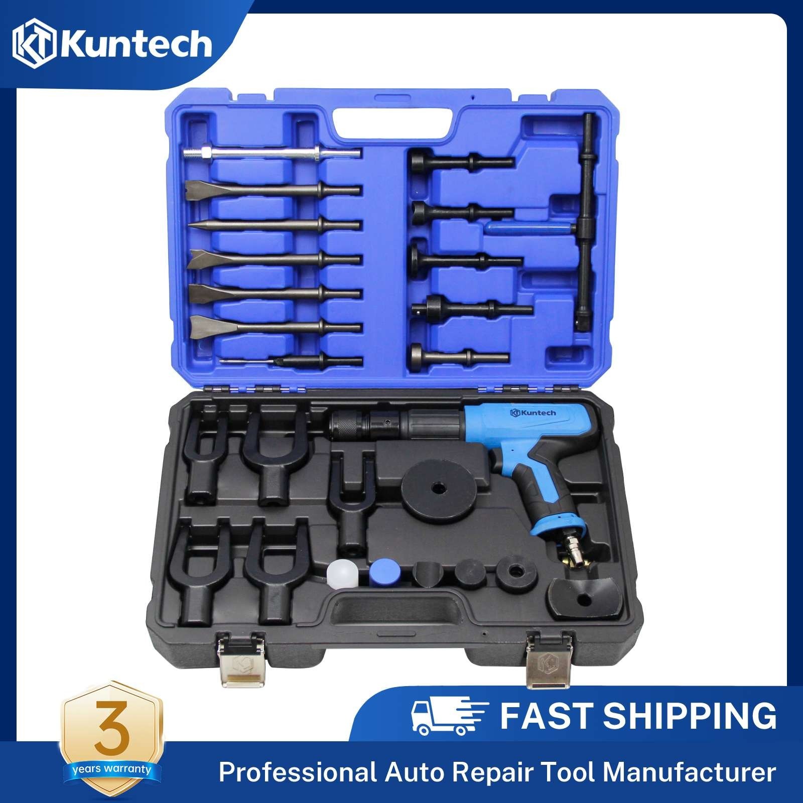 27PCS Air Hammer Kit 2500 BPM Pneumatic Hammers Chisels Set w/Carry Case & Glove