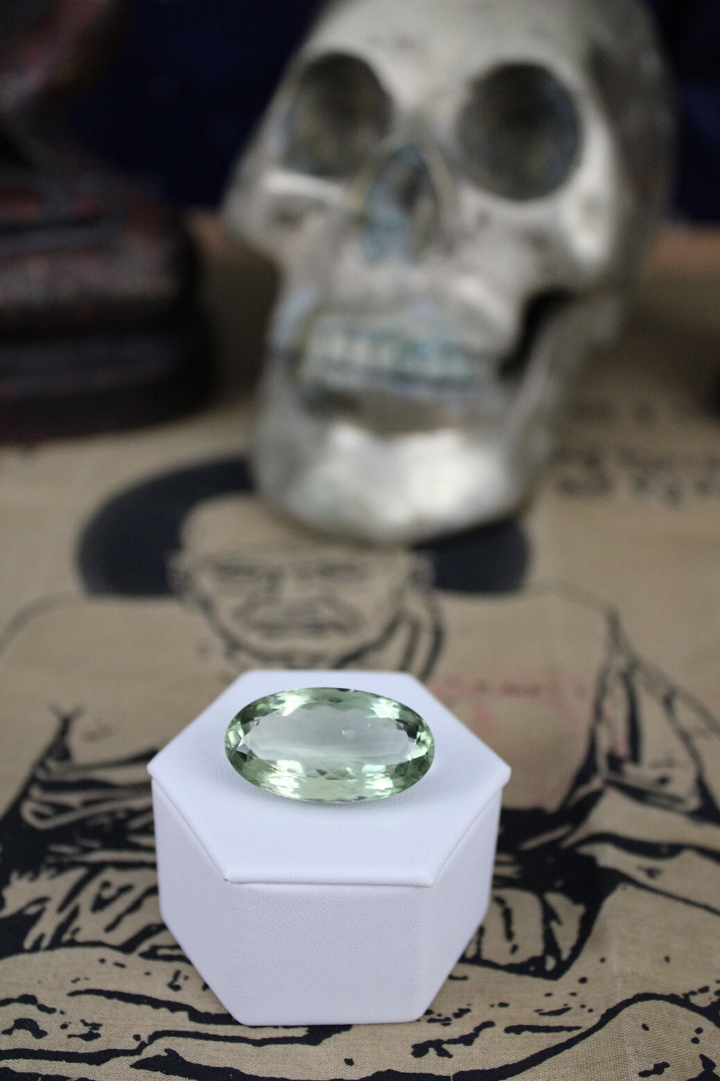 30.53 ct. Brazilian Shaman\'s Faceted Oval Cut Prasiolite Gem - The Voodoo Estate