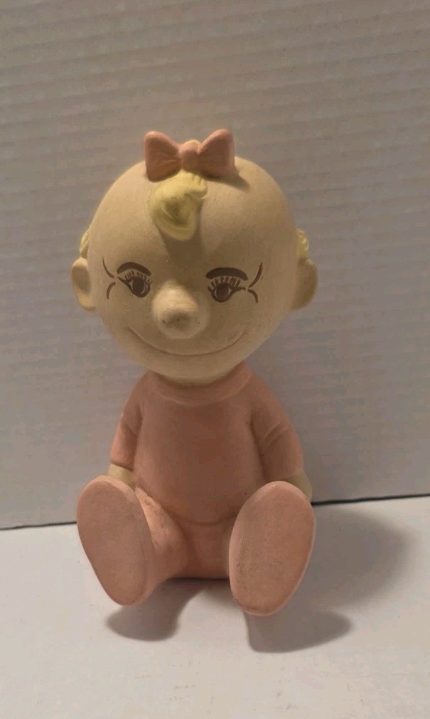 Vintage Jasmin Baby Figurine 1969 Ceramic Pink Mid Century 1960s Collectible