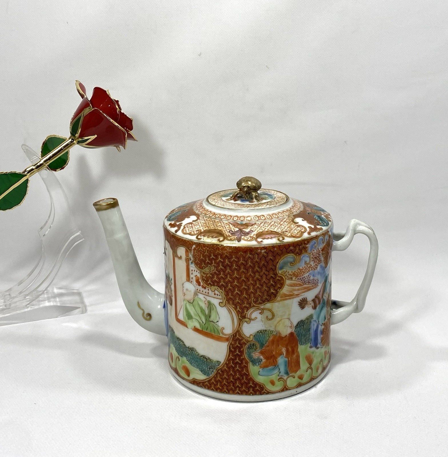 Early 19th Century Chinese Qing  Cantonese Famille Rose Porcelain Teapot Antique