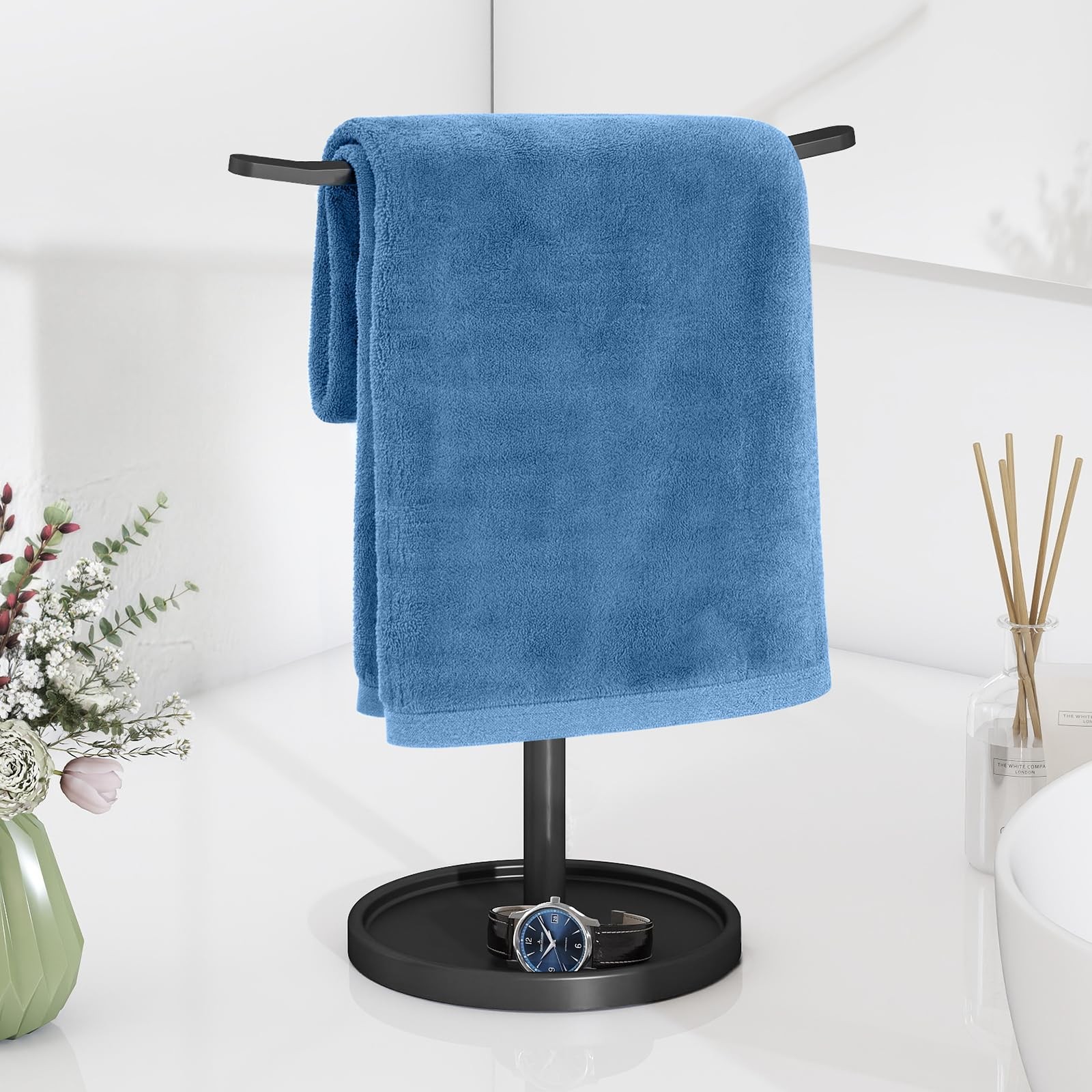 STWWO Hand Towel Holder 12.4 IN, Black