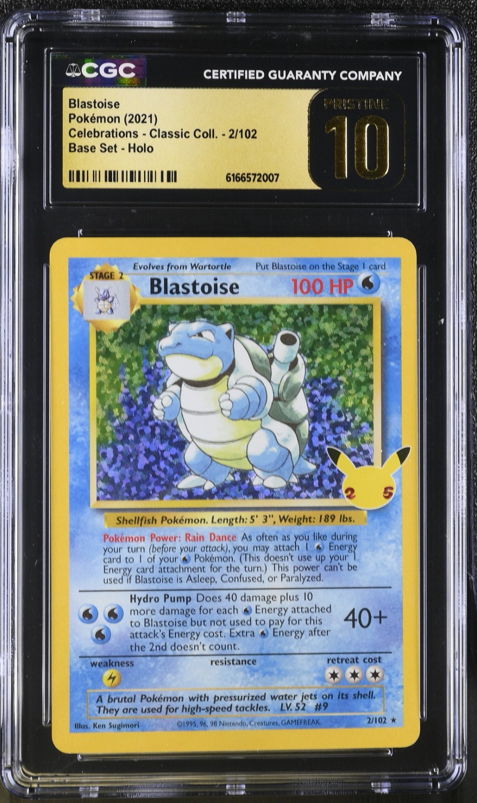 2021 Pokemon Blastoise Celebrations 2/102 Holo Rare CGC 10 Pristine 2021 Pokemon Blastoise Celebrations 2/102 Holo Rare CGC 10 Pristine