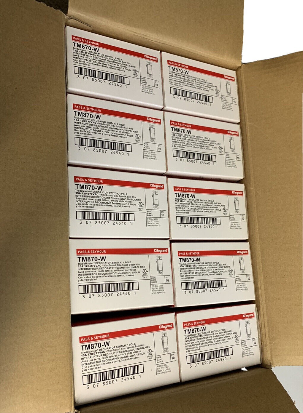 NEW Legrand TM870W White Decorator Switch 1 pole 15A ⭐️LOT OF 100 SWITCHES⭐️