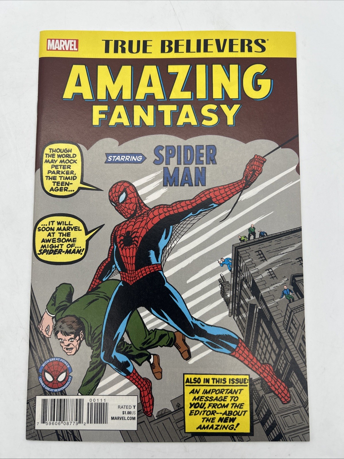 TRUE BELIEVERS AMAZING FANTASY #15 NEW UNREAD MEGA KEY REPRINT 1ST SPIDER-MAN