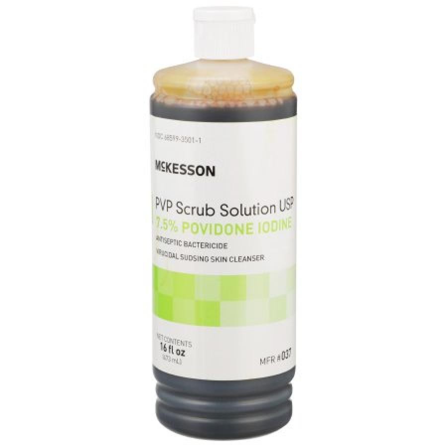 McKesson PVP Scrub Solution 7.5 % Povidone Iodine 16 oz. Flip Top Bottle 12 Ct
