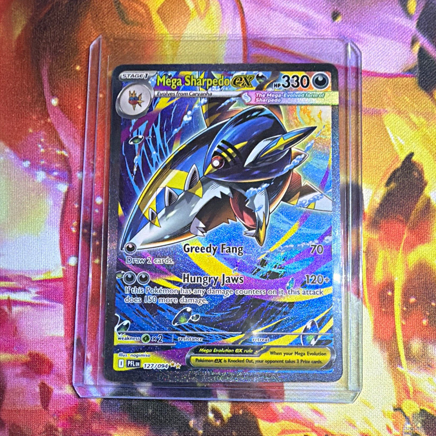 Mega Sharpedo EX 127/094 Me02 Phantasmal Flames Full Art Holo English SIR