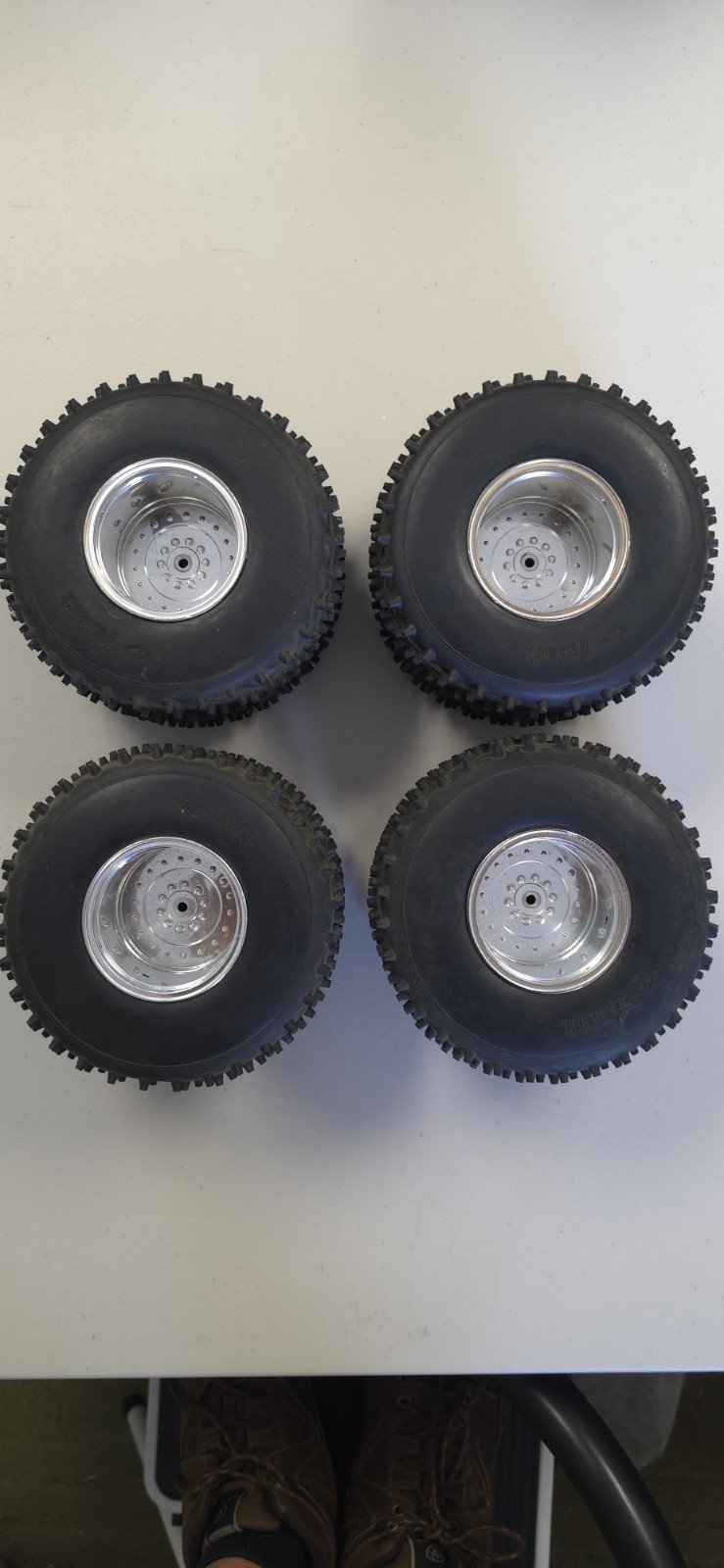 Amark Dually RC Tires Set of 4 on original Amark wheels for Clodbuster/Bullhead Amark Dually RC Tires Set of 4 on original Amark wheels for Clodbuster/Bullhead
