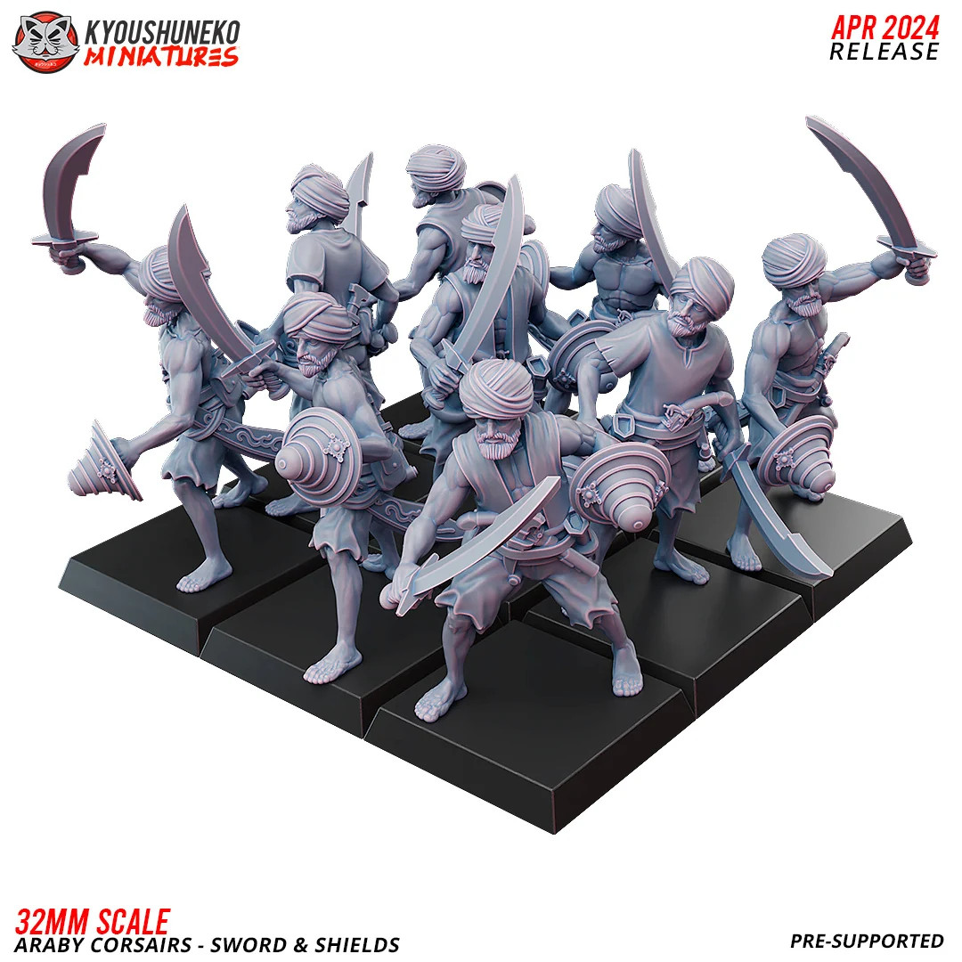 Araby Corsairs - Sword and Shield - 28mm Resin Tabletop Miniature Araby Corsairs - Sword and Shield - 28mm Resin Tabletop Miniature