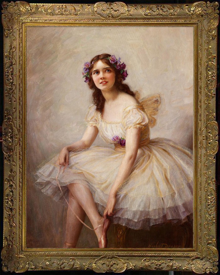 Hand Painted Classical Oil Painting Ballerina Girl Canvas Wall Art Vintage Style Hand Painted Classical Oil Painting Ballerina Girl Canvas Wall Art Vintage Style