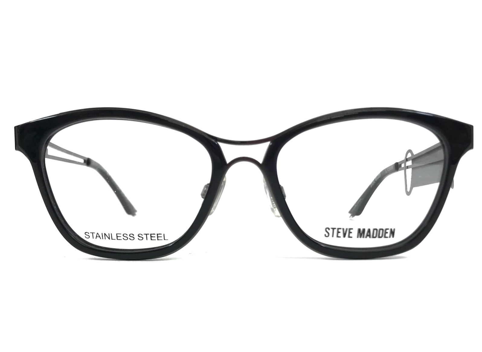 Steve Madden Eyeglasses Frames TULULLA BLACK Gray Cat Eye Full Rim 50-16-135 Steve Madden Eyeglasses Frames TULULLA BLACK Gray Cat Eye Full Rim 50-16-135