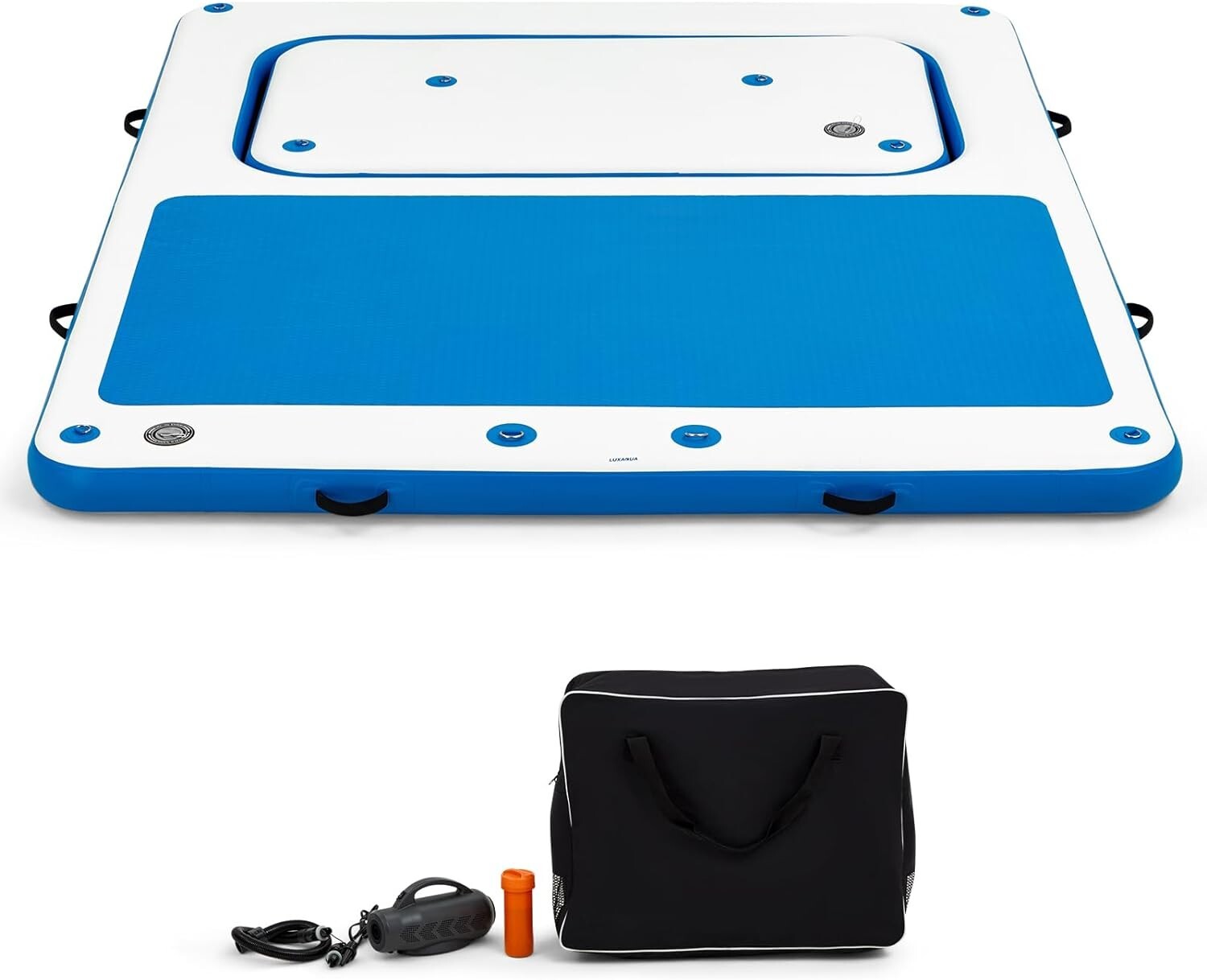 Danrelax 10\'x8\'  Inflatable Dock,Electric Pump for 1-Min Inflate, Fits 10