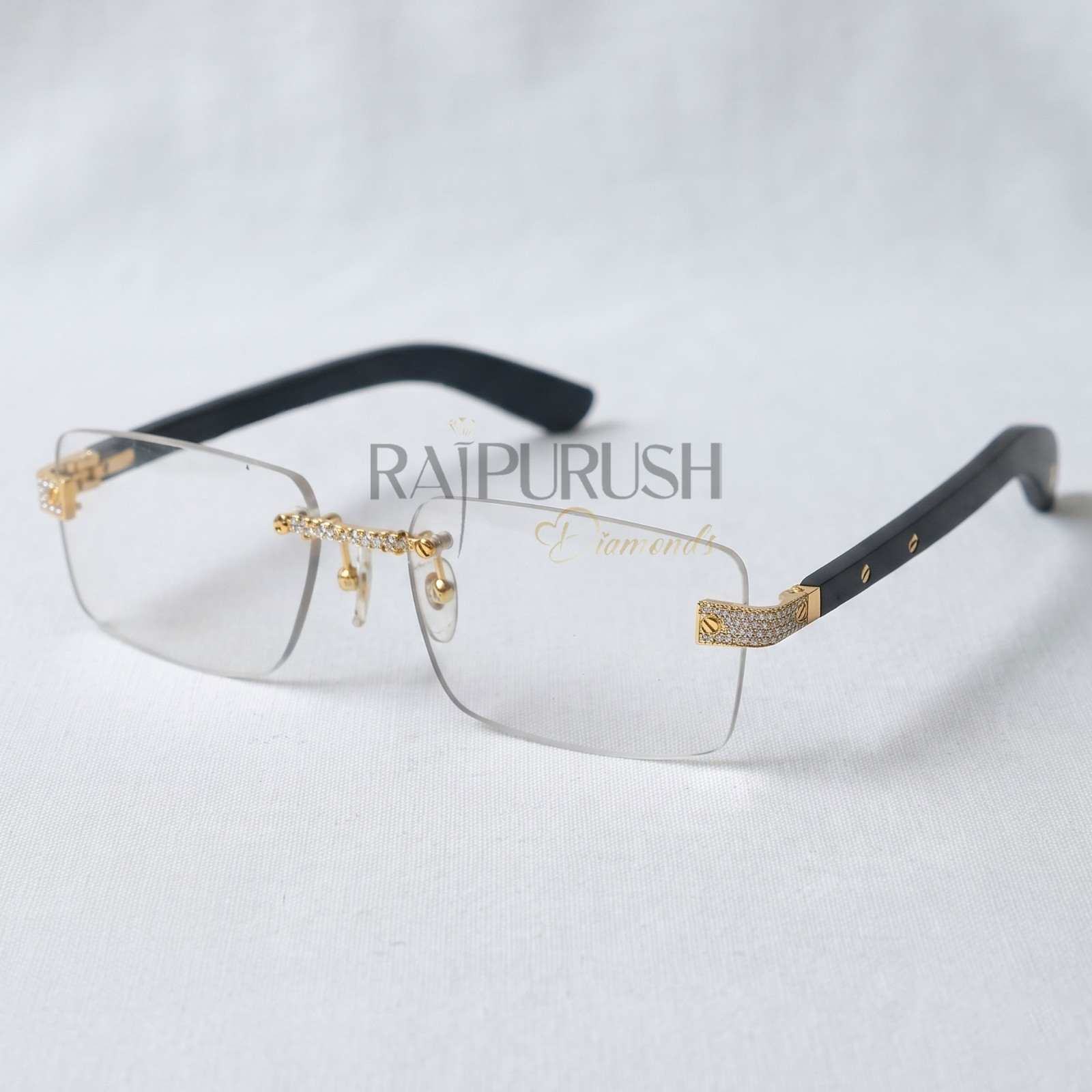 Mens VVS Moissanite Iced Out Rimless Sunglasses Square Hip Hop Designer Glasses