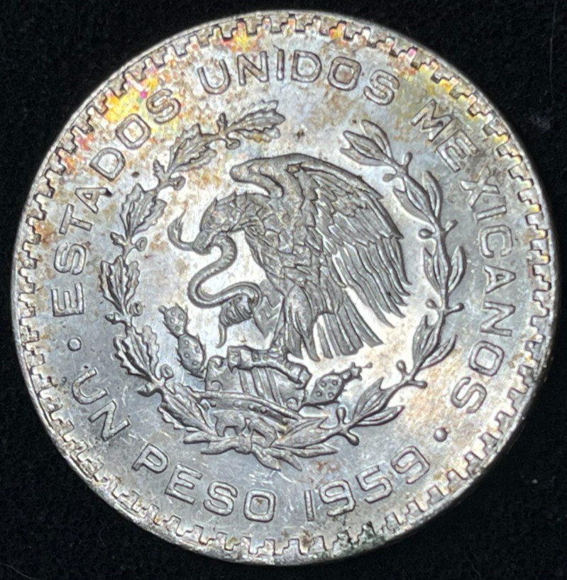1959 Mexico One Peso Silver Coin Excellent Condition