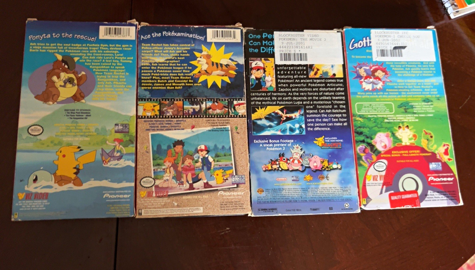 Pioneer Pokémon VHS Lot Box Set NTSC English: Great Race, Movie 2000, 3