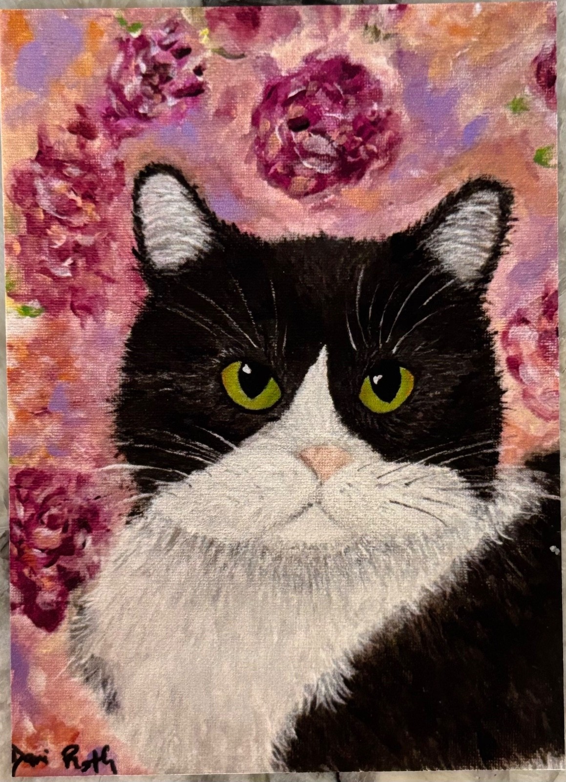 aceo print of original art “ Carmen the cat “ by DaniRothArt
