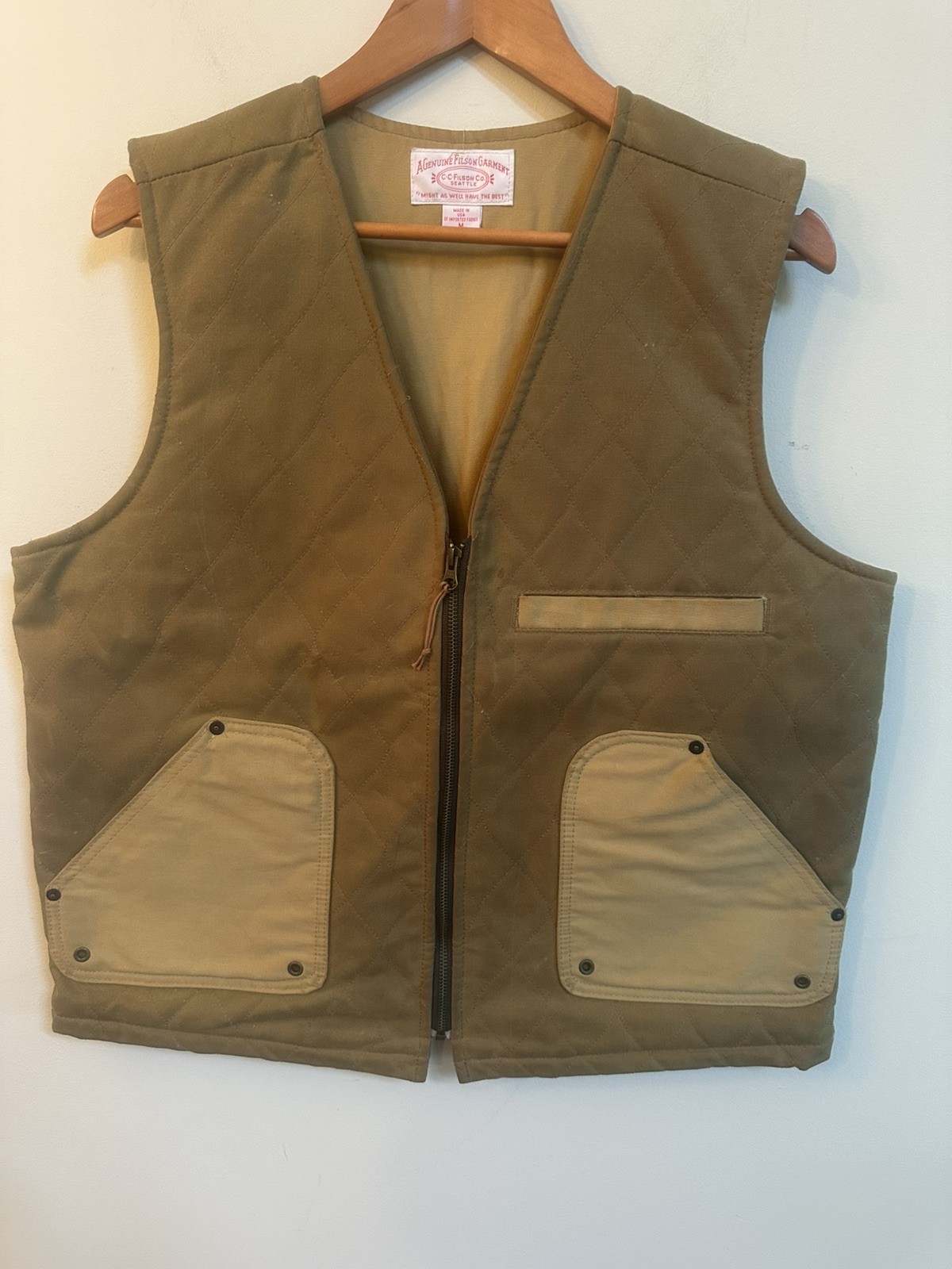 Vintage Filson Oil Finish Tin Cloth Work Vest — Waxed Canvas